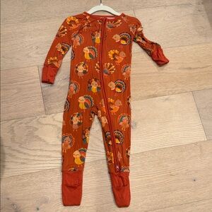 Little Sleepies Kids One Piece in Rust with Turkey Print